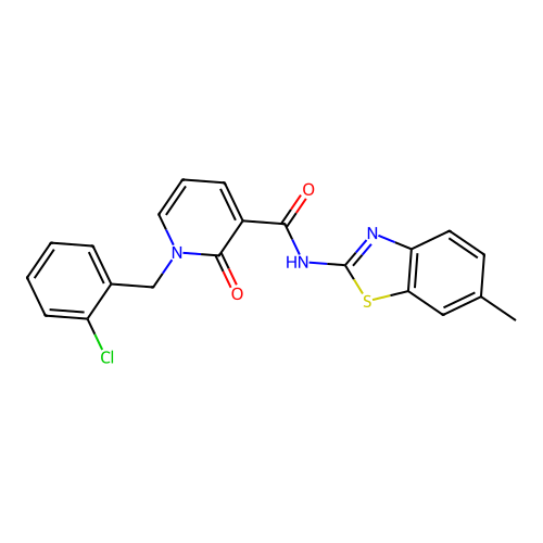 1-[(2-chlorophenyl)methyl]-N-(6-methyl-1,3-benzothiazol-2-yl)-2-oxo-1,2-dihydropyridine-3-carboxamide structure