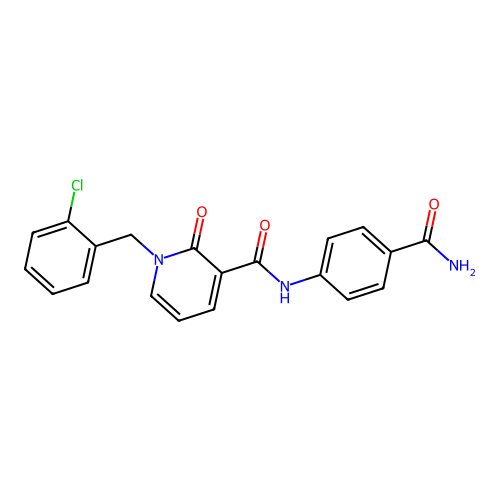 N-(4-carbamoylphenyl)-1-(2-chlorobenzyl)-2-oxo-1,2-dihydropyridine-3-carboxamide structure