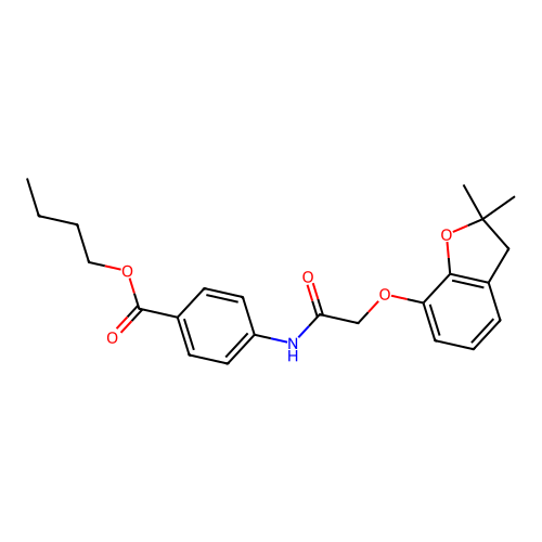 Butyl 4-(2-((2,2-dimethyl-2,3-dihydrobenzofuran-7-yl)oxy)acetamido)benzoate structure