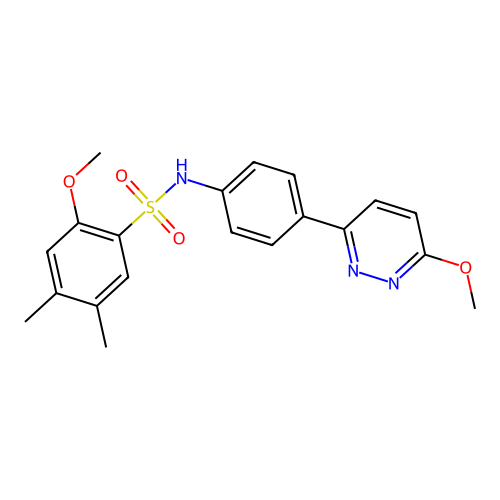 2-methoxy-N-[4-(6-methoxypyridazin-3-yl)phenyl]-4,5-dimethylbenzene-1-sulfonamide structure