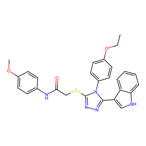 2-{[4-(4-ethoxyphenyl)-5-(1H-indol-3-yl)-4H-1,2,4-triazol-3-yl]sulfanyl}-N-(4-methoxyphenyl)acetamide structure