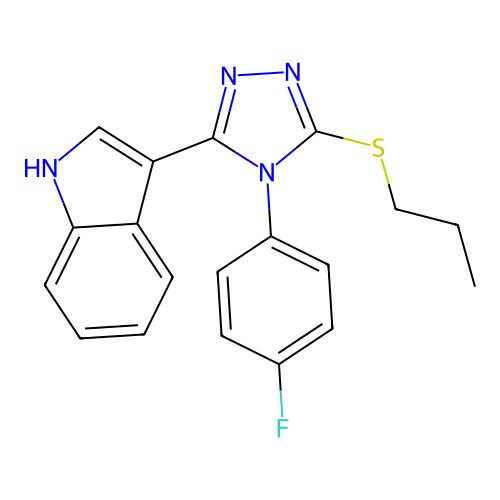 3-[4-(4-fluorophenyl)-5-(propylsulfanyl)-4H-1,2,4-triazol-3-yl]-1H-indole structure
