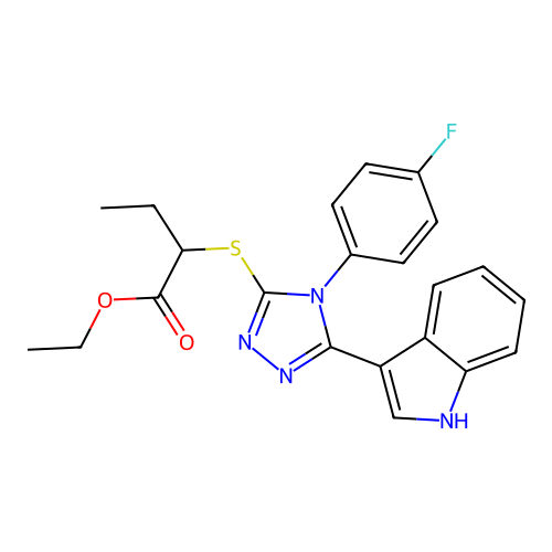 ethyl 2-{[4-(4-fluorophenyl)-5-(1H-indol-3-yl)-4H-1,2,4-triazol-3-yl]sulfanyl}butanoate structure
