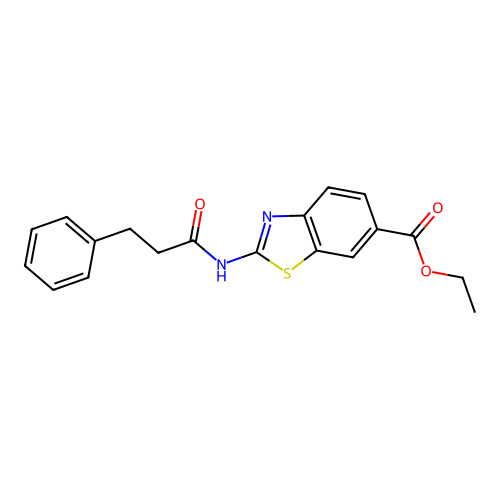 Ethyl 2-(3-phenylpropanamido)benzo[d]thiazole-6-carboxylate structure