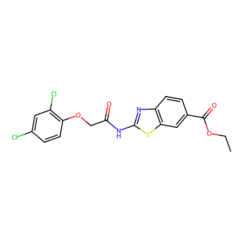 Ethyl 2-(2-(2,4-dichlorophenoxy)acetamido)benzo[d]thiazole-6-carboxylate structure
