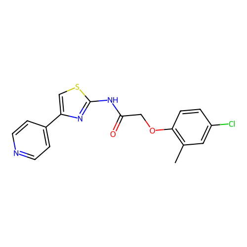 2-(4-chloro-2-methylphenoxy)-N-(4-(pyridin-4-yl)thiazol-2-yl)acetamide structure