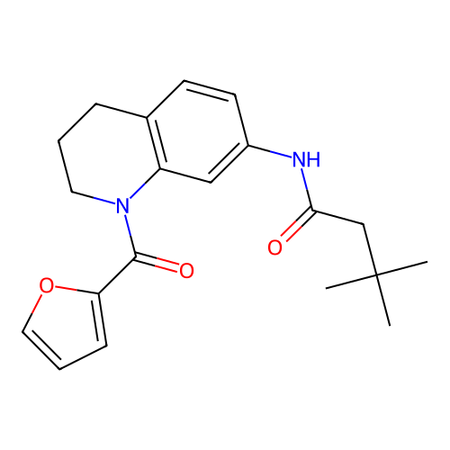 N-[1-(furan-2-carbonyl)-1,2,3,4-tetrahydroquinolin-7-yl]-3,3-dimethylbutanamide structure