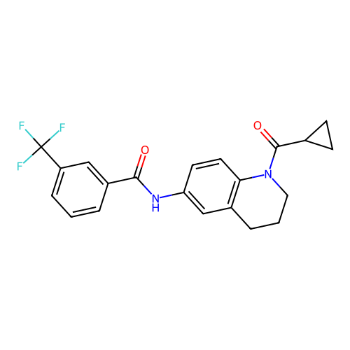 N-(1-cyclopropanecarbonyl-1,2,3,4-tetrahydroquinolin-6-yl)-3-(trifluoromethyl)benzamide structure