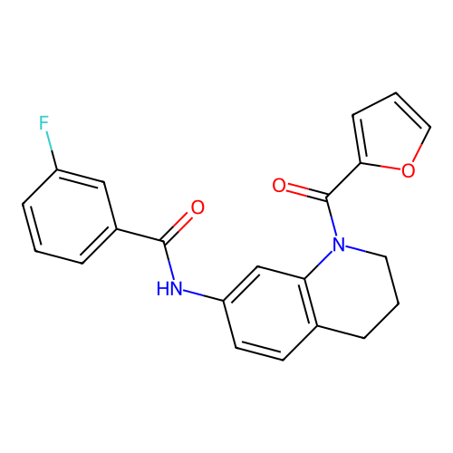 3-fluoro-N-[1-(furan-2-carbonyl)-1,2,3,4-tetrahydroquinolin-7-yl]benzamide structure