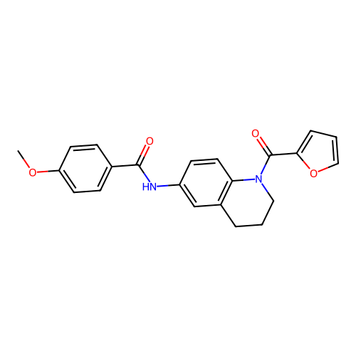 N-[1-(furan-2-carbonyl)-1,2,3,4-tetrahydroquinolin-6-yl]-4-methoxybenzamide structure