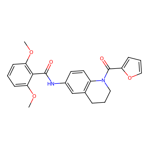 N-[1-(furan-2-carbonyl)-1,2,3,4-tetrahydroquinolin-6-yl]-2,6-dimethoxybenzamide structure