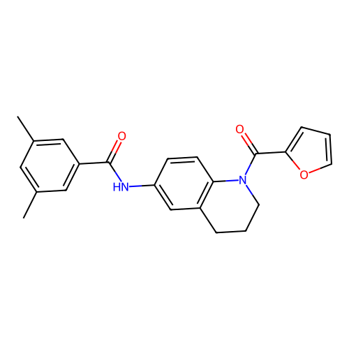 N-[1-(furan-2-carbonyl)-1,2,3,4-tetrahydroquinolin-6-yl]-3,5-dimethylbenzamide structure