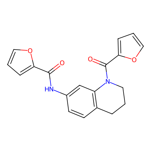 N-[1-(furan-2-carbonyl)-1,2,3,4-tetrahydroquinolin-7-yl]furan-2-carboxamide structure