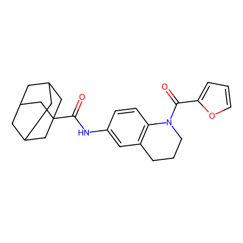 N-[1-(furan-2-carbonyl)-3,4-dihydro-2H-quinolin-6-yl]adamantane-1-carboxamide structure