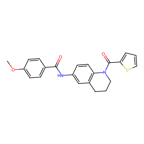 4-methoxy-N-[1-(thiophene-2-carbonyl)-1,2,3,4-tetrahydroquinolin-6-yl]benzamide structure