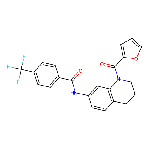 N-[1-(furan-2-carbonyl)-1,2,3,4-tetrahydroquinolin-7-yl]-4-(trifluoromethyl)benzamide structure