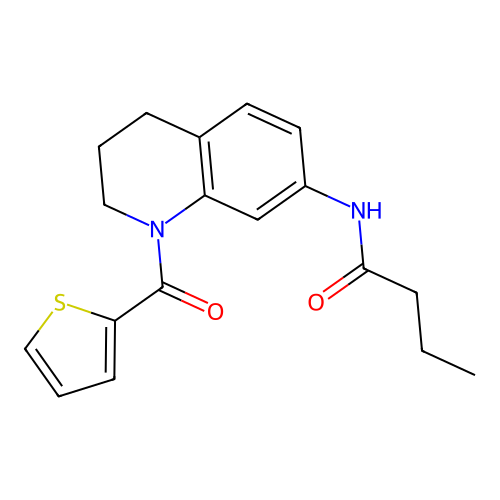 N-[1-(thiophene-2-carbonyl)-3,4-dihydro-2H-quinolin-7-yl]butanamide structure