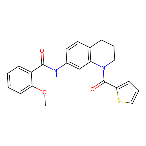 2-methoxy-N-[1-(thiophene-2-carbonyl)-1,2,3,4-tetrahydroquinolin-7-yl]benzamide structure
