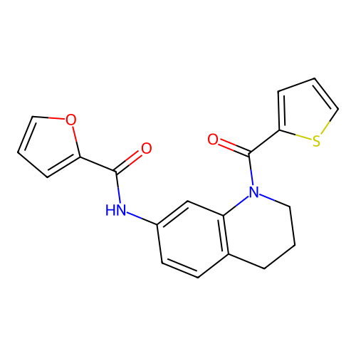N-[1-(thiophene-2-carbonyl)-1,2,3,4-tetrahydroquinolin-7-yl]furan-2-carboxamide structure