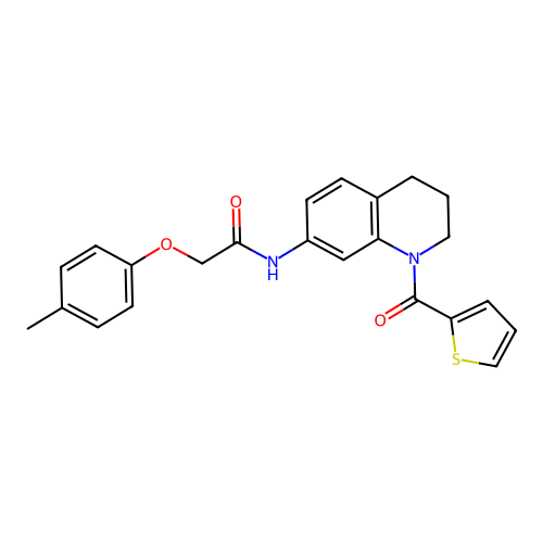 2-(4-methylphenoxy)-N-[1-(thiophene-2-carbonyl)-1,2,3,4-tetrahydroquinolin-7-yl]acetamide structure