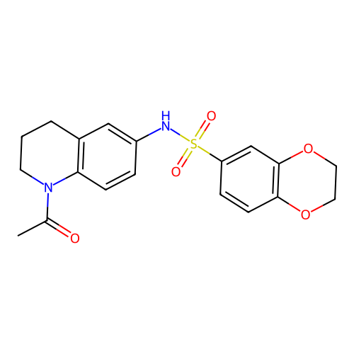N-(1-acetyl-1,2,3,4-tetrahydroquinolin-6-yl)-2,3-dihydro-1,4-benzodioxine-6-sulfonamide structure