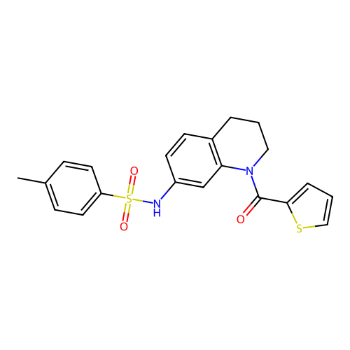 4-methyl-N-[1-(thiophene-2-carbonyl)-1,2,3,4-tetrahydroquinolin-7-yl]benzene-1-sulfonamide structure