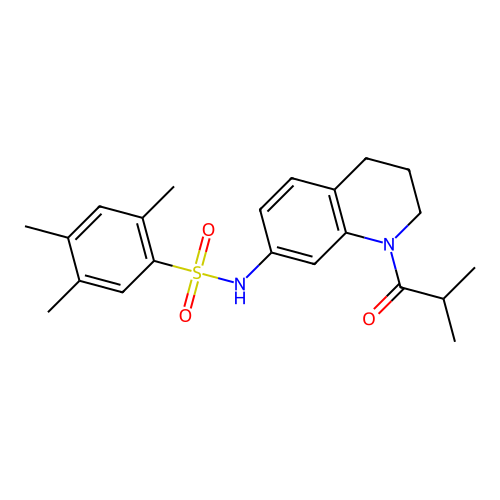 2,4,5-trimethyl-N-[1-(2-methylpropanoyl)-1,2,3,4-tetrahydroquinolin-7-yl]benzene-1-sulfonamide structure