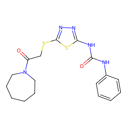 1-[5-[2-(Azepan-1-yl)-2-oxoethyl]sulfanyl-1,3,4-thiadiazol-2-yl]-3-phenylurea structure