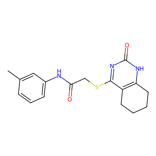 2-((2-oxo-1,2,5,6,7,8-hexahydroquinazolin-4-yl)thio)-N-(m-tolyl)acetamide structure