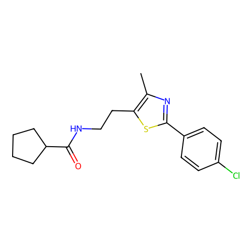 N-{2-[2-(4-chlorophenyl)-4-methyl-1,3-thiazol-5-yl]ethyl}cyclopentanecarboxamide structure
