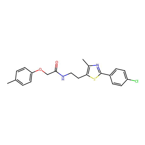 N-{2-[2-(4-chlorophenyl)-4-methyl-1,3-thiazol-5-yl]ethyl}-2-(4-methylphenoxy)acetamide structure