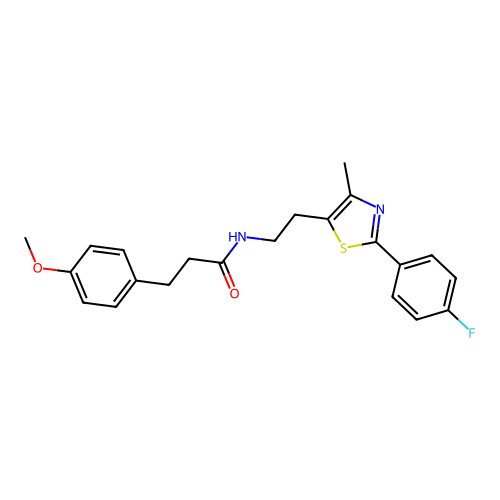N-{2-[2-(4-fluorophenyl)-4-methyl-1,3-thiazol-5-yl]ethyl}-3-(4-methoxyphenyl)propanamide structure