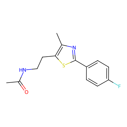 N-{2-[2-(4-fluorophenyl)-4-methyl-1,3-thiazol-5-yl]ethyl}acetamide structure