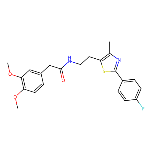 2-(3,4-dimethoxyphenyl)-N-{2-[2-(4-fluorophenyl)-4-methyl-1,3-thiazol-5-yl]ethyl}acetamide structure