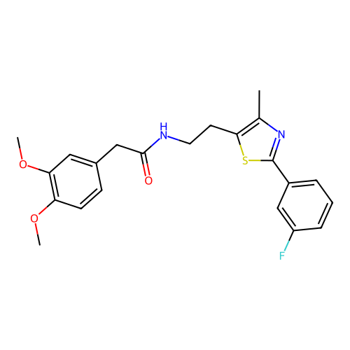 2-(3,4-dimethoxyphenyl)-N-{2-[2-(3-fluorophenyl)-4-methyl-1,3-thiazol-5-yl]ethyl}acetamide structure