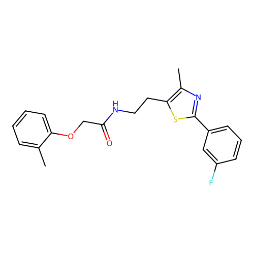 N-{2-[2-(3-fluorophenyl)-4-methyl-1,3-thiazol-5-yl]ethyl}-2-(2-methylphenoxy)acetamide structure