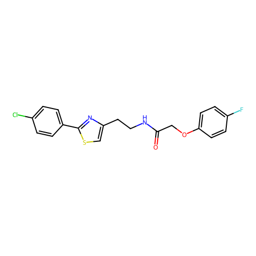 N-{2-[2-(4-chlorophenyl)-1,3-thiazol-4-yl]ethyl}-2-(4-fluorophenoxy)acetamide structure