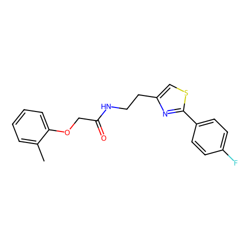 N-{2-[2-(4-fluorophenyl)-1,3-thiazol-4-yl]ethyl}-2-(2-methylphenoxy)acetamide structure