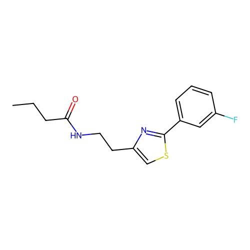 N-{2-[2-(3-fluorophenyl)-1,3-thiazol-4-yl]ethyl}butanamide structure