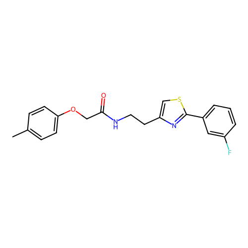 N-{2-[2-(3-fluorophenyl)-1,3-thiazol-4-yl]ethyl}-2-(4-methylphenoxy)acetamide structure