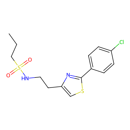 N-[2-[2-(4-chlorophenyl)-1,3-thiazol-4-yl]ethyl]propane-1-sulfonamide structure