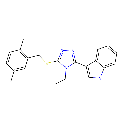 3-(5-((2,5-dimethylbenzyl)thio)-4-ethyl-4H-1,2,4-triazol-3-yl)-1H-indole structure