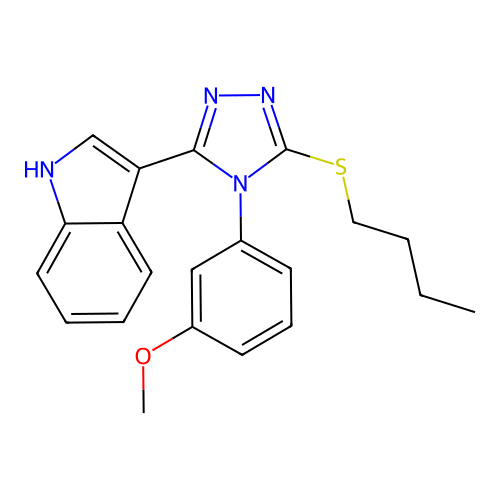 3-(5-(butylthio)-4-(3-methoxyphenyl)-4H-1,2,4-triazol-3-yl)-1H-indole structure