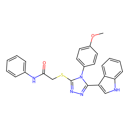 2-{[5-(1H-indol-3-yl)-4-(4-methoxyphenyl)-4H-1,2,4-triazol-3-yl]sulfanyl}-N-phenylacetamide structure