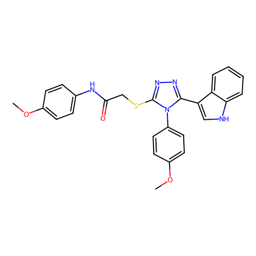 2-{[5-(1H-indol-3-yl)-4-(4-methoxyphenyl)-4H-1,2,4-triazol-3-yl]sulfanyl}-N-(4-methoxyphenyl)acetamide structure
