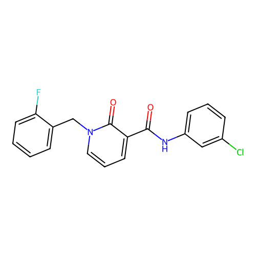 N-(3-chlorophenyl)-1-(2-fluorobenzyl)-2-oxo-1,2-dihydropyridine-3-carboxamide structure