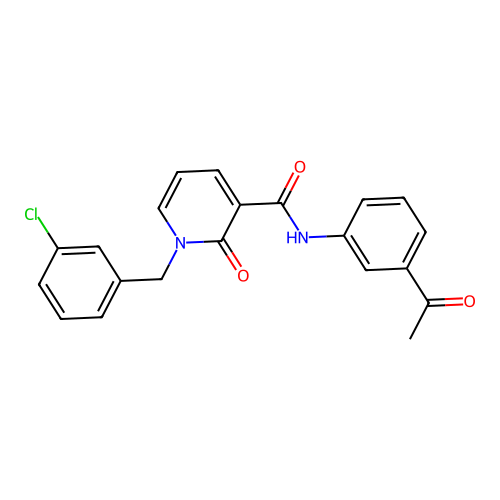 N-(3-acetylphenyl)-1-(3-chlorobenzyl)-2-oxo-1,2-dihydropyridine-3-carboxamide structure