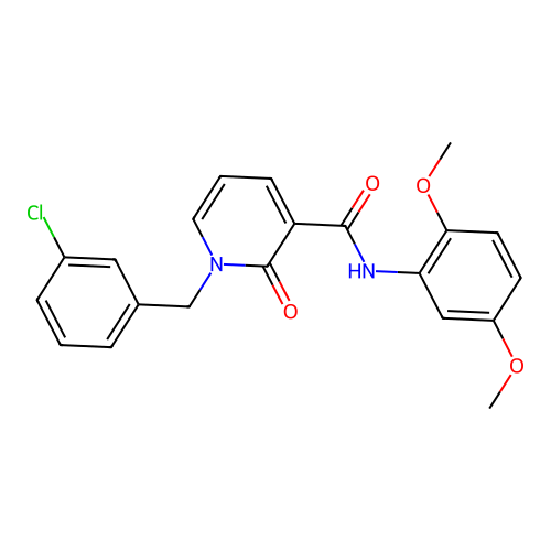 1-[(3-chlorophenyl)methyl]-N-(2,5-dimethoxyphenyl)-2-oxo-1,2-dihydropyridine-3-carboxamide structure