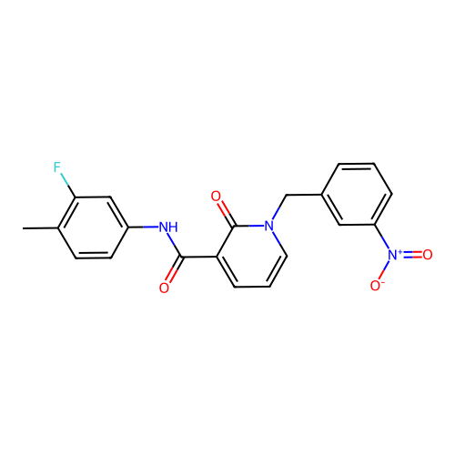 N-(3-fluoro-4-methylphenyl)-1-[(3-nitrophenyl)methyl]-2-oxo-1,2-dihydropyridine-3-carboxamide structure