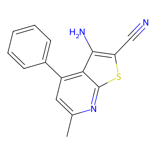 3-Amino-6-methyl-4-phenylthieno[2,3-b]pyridine-2-carbonitrile structure